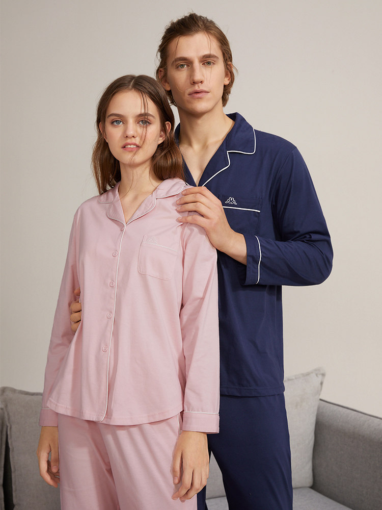 Kappa 卡帕 精梳棉 开襟家居服睡衣套装 天猫优惠券折后￥99包邮（￥159-60） 男、女3色可选 送洗漱包