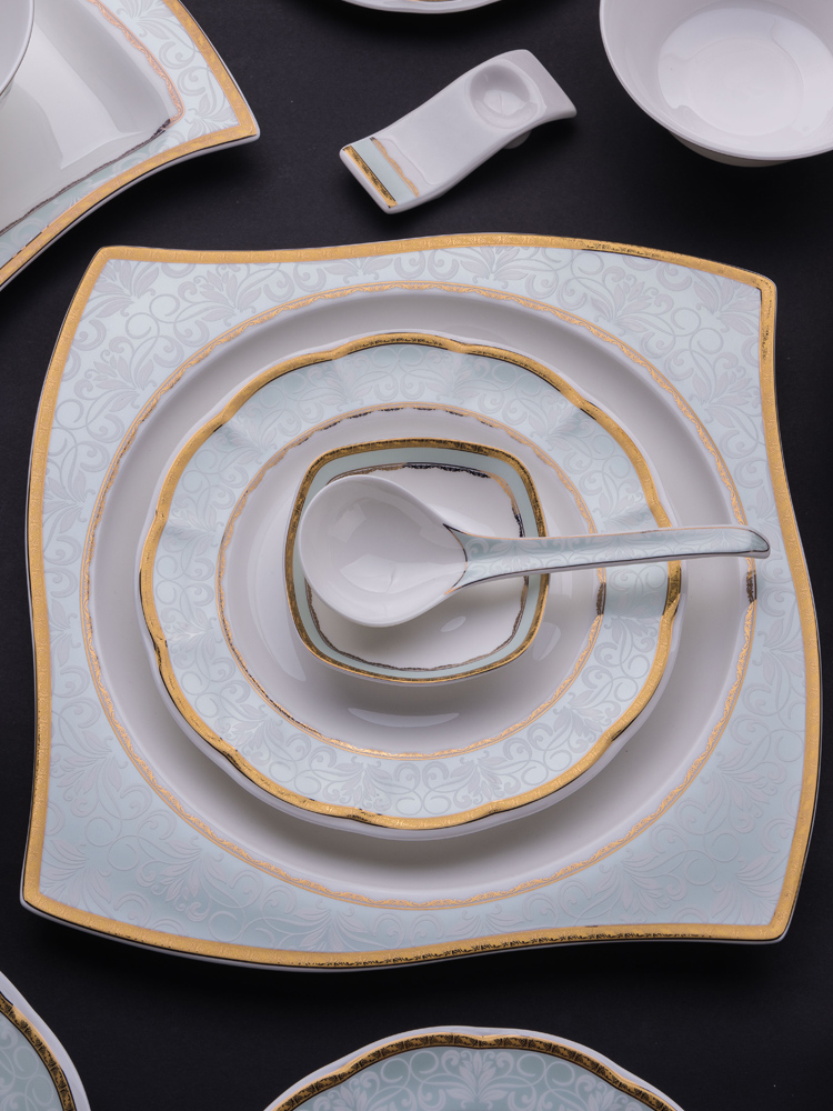 Larry the jingdezhen ceramic tableware suit American dishes suit household bowls of ipads plate of western - style Chinese gifts