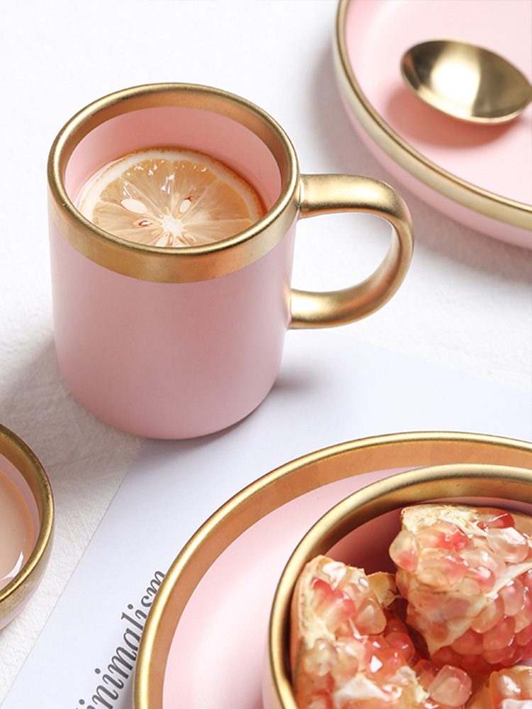 House in northern wind paint edge pink ceramic tableware suit dish dish of rice bowls rainbow such as bowl bowl dish plate