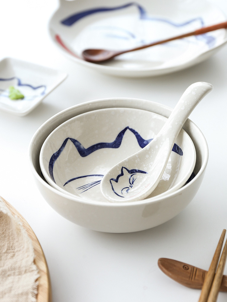 Selley Japanese hand - drawn cartoon express cat ceramic household rice bowls bowl rainbow such as bowl fish dish dishes and utensils