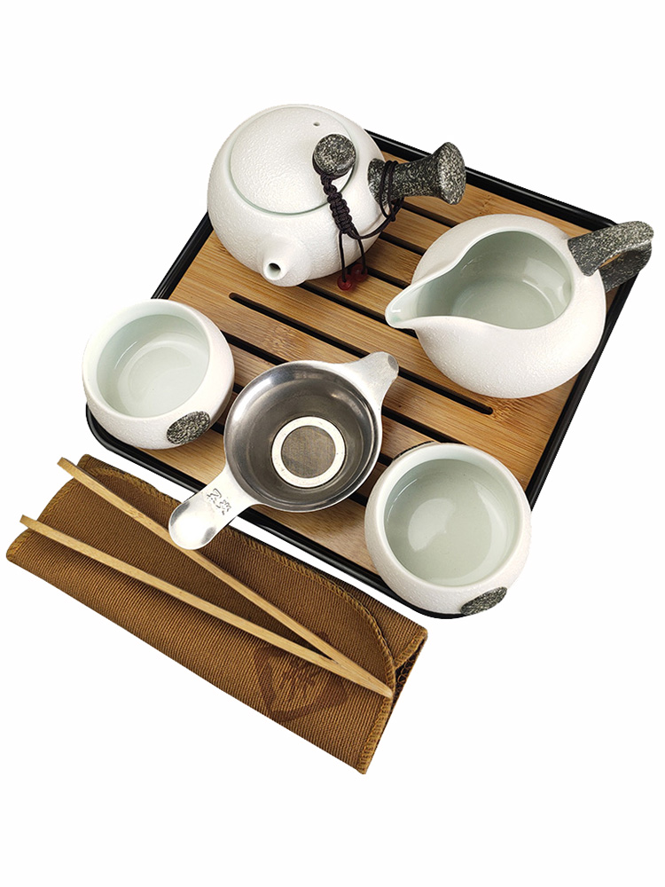 Snowflakes household utensils suit small sets of kung fu Japanese contracted teapot teacup ceramic tea sets tea tray package