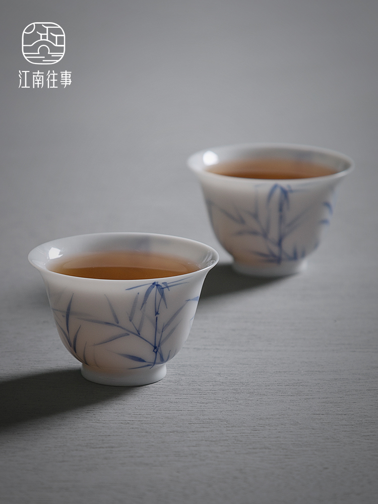 Jiangnan kung fu hand sample tea cup cup ceramic tea set white porcelain cups past small single cups of tea light cup
