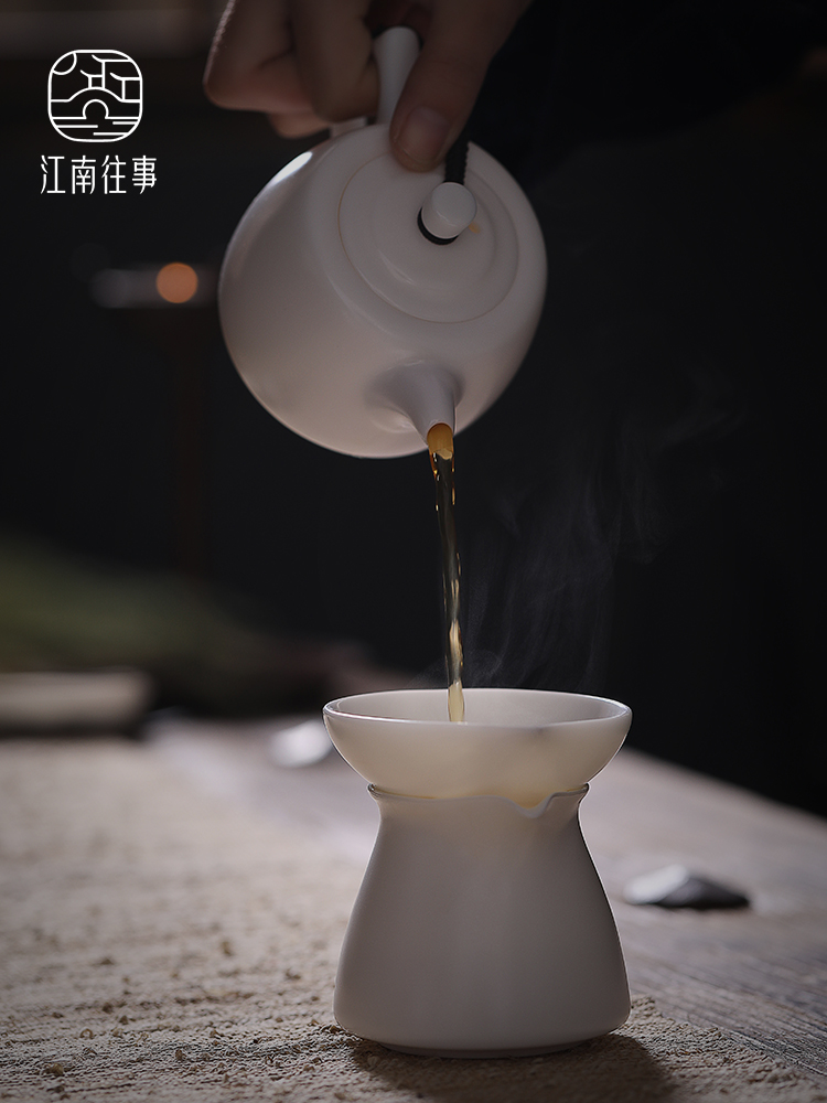 Jiangnan kung fu past little teapot from lard suet white jade household ceramic pot pot of single well bar pot teapot white porcelain