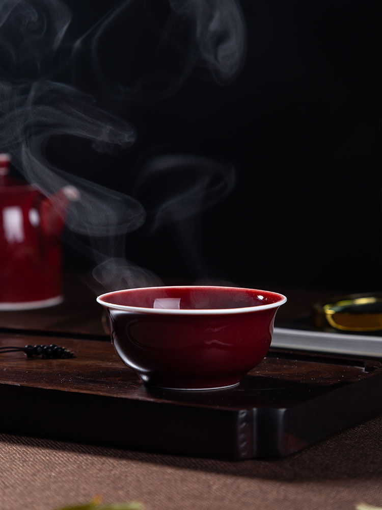 Gentleman 's gift sample tea cup jingdezhen ceramic cups jun red kunfu tea tea set single CPU master cup tea cup