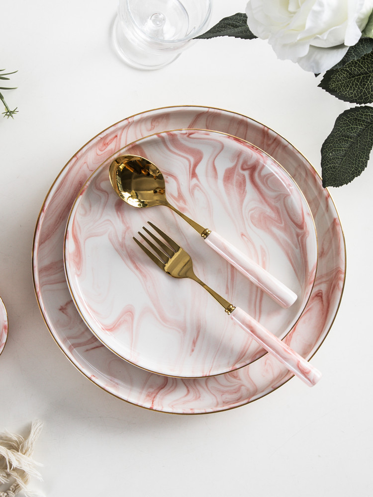 The Nordic ins up phnom penh marble ceramic plates pasta steak western tableware household snack dish plate of flat plate