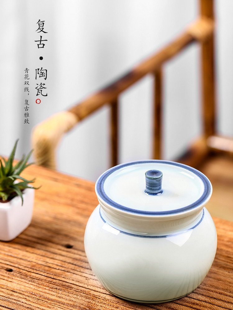 Store high - end receive a case of jingdezhen ceramic tea pu - erh tea as cans wake tea canister kung fu tea accessories