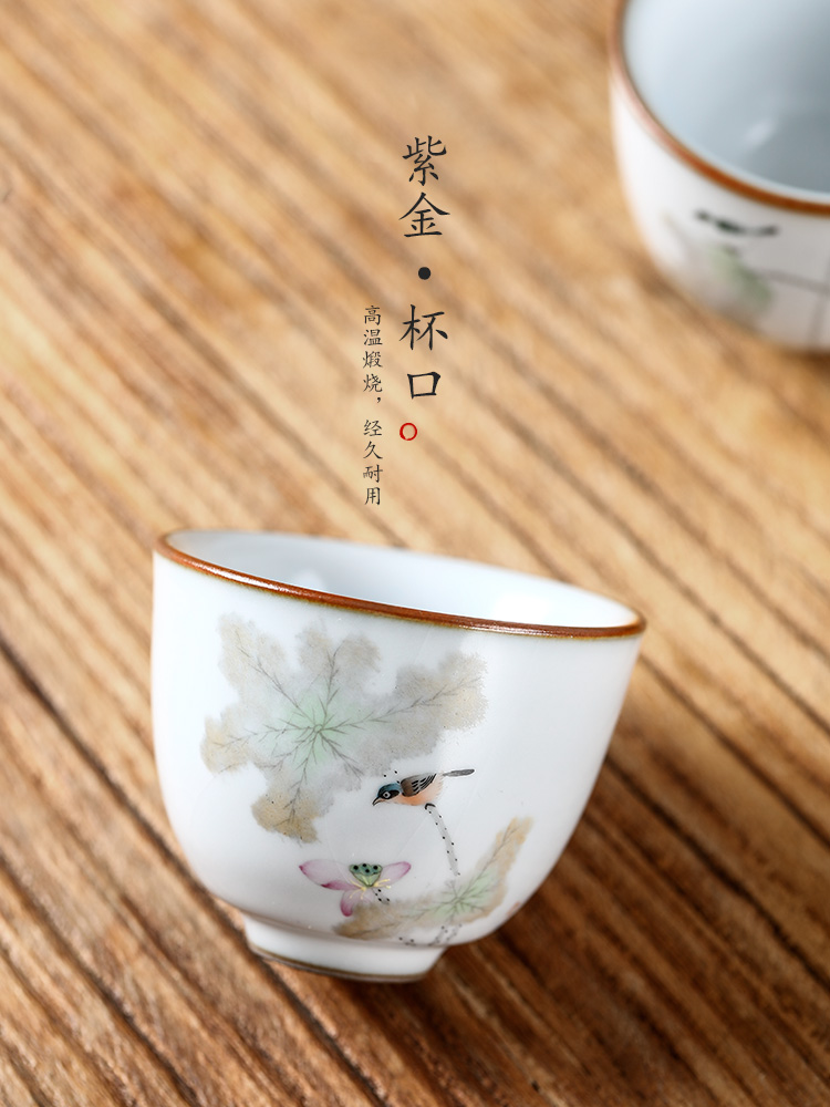 Your up with jingdezhen ceramic sample tea cup master cup single CPU getting pure manual hand - made teacup lotus birds for a cup of tea