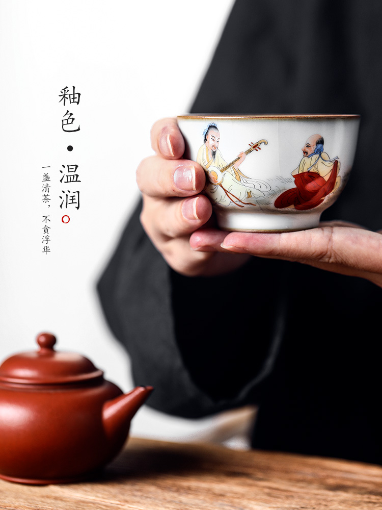 Jingdezhen ceramic tea set master cup sample tea cup single cup your up kung fu tea cups hand - drawn characters on a single