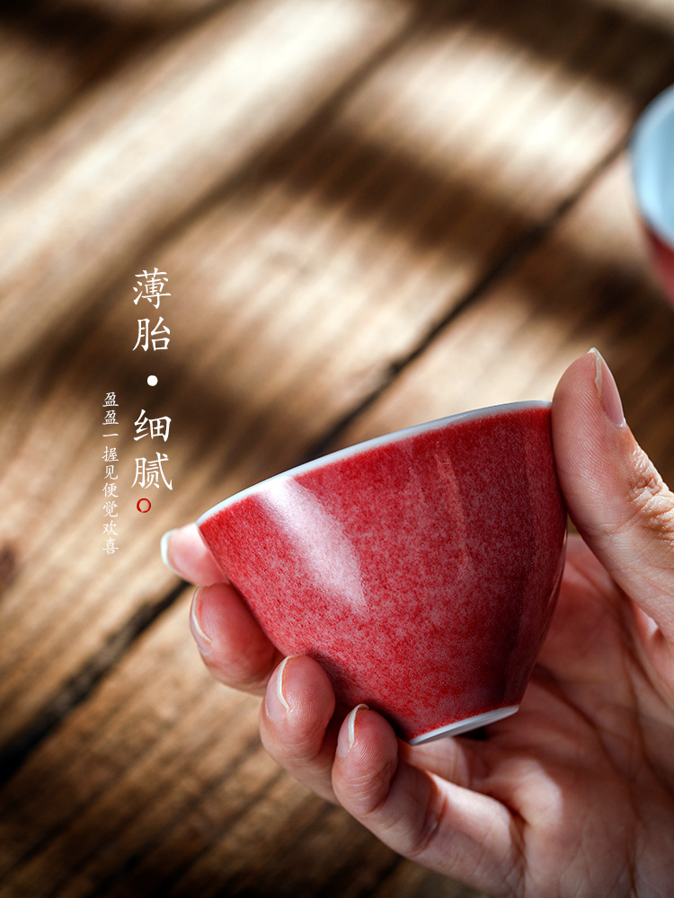 Jingdezhen ceramic cup getting kung fu - masters cup but small cup single pure manual cowpea red sample tea cup tea man