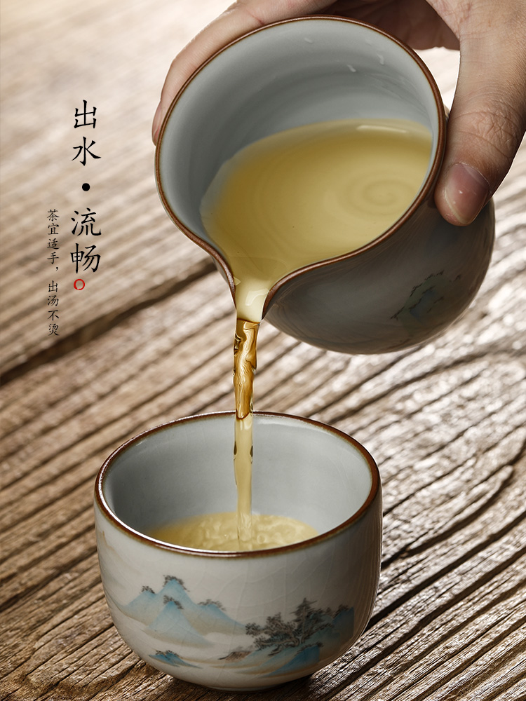 Pure manual your up with jingdezhen ceramic fair keller kung fu tea set hand - made scenery figure high - temperature tea is large