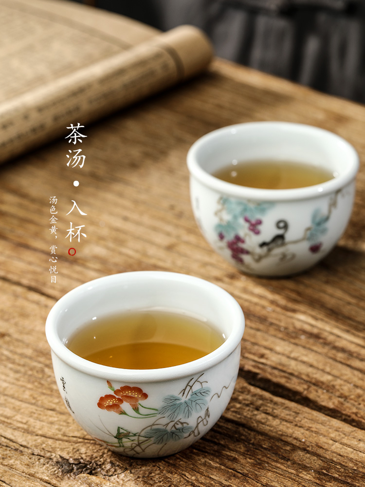 Pure manual kung fu tea set ceramic masters cup single CPU jingdezhen hand - made sample tea cup tea urn only antique tea cups