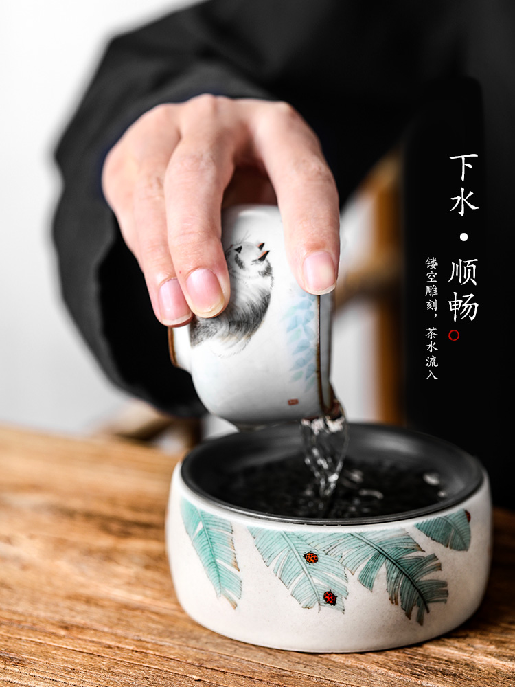 Plant ash glaze pot of bearing dry mercifully machine saving water bearing jingdezhen ceramic tea pure manual washing small built water tea tray