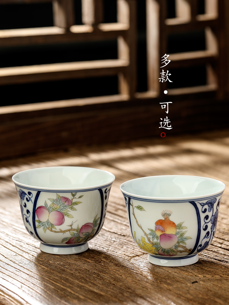 Checking porcelain masters cup single CPU jingdezhen ceramic kung fu tea cups sample tea cup only hand - made peach tea sets