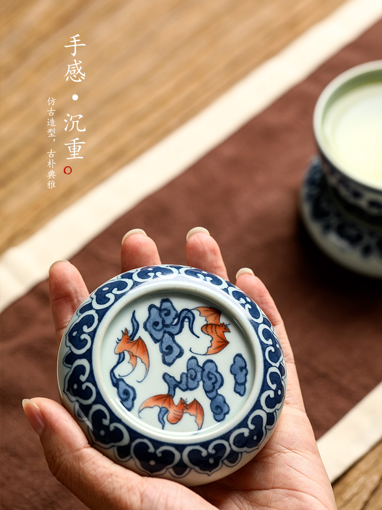 It blue cover rear cover bracket of jingdezhen ceramic hand - made bucket color pallet tea cups kung fu tea accessories