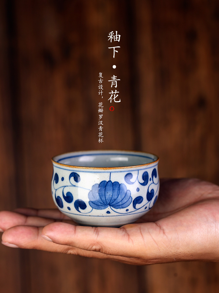 Kunfu tea cup a single master cup single cup size of jingdezhen blue and white hand - made ceramic individual sample tea cup tea set