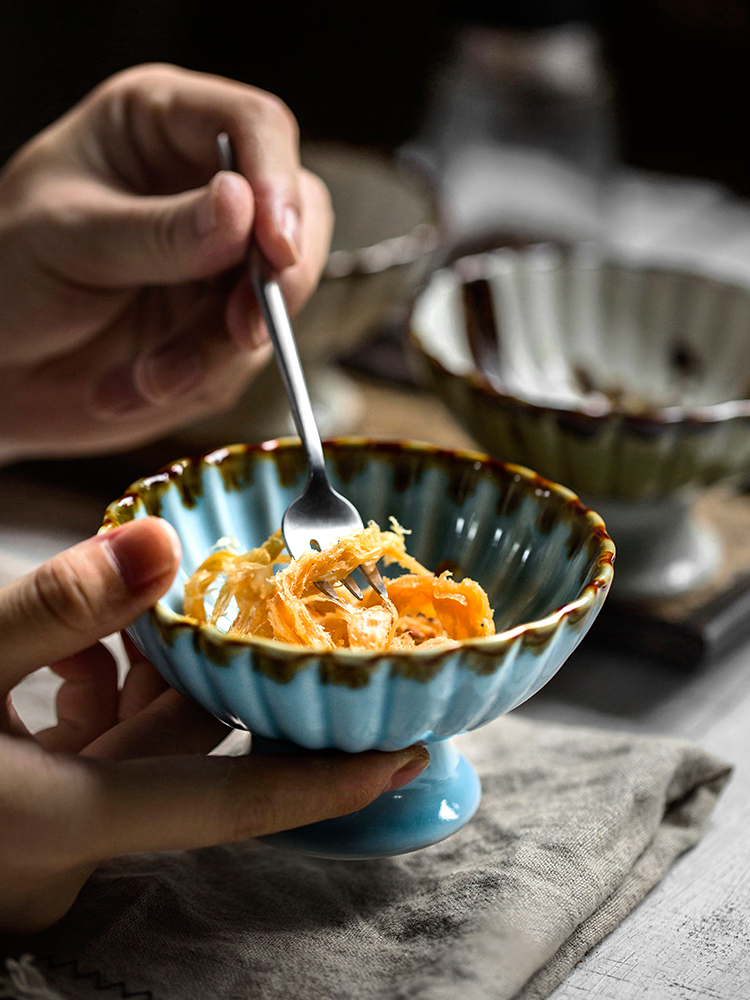 Creative ceramic bowl of European palace Chinese style restoring ancient ways is tall bowl dessert plate pastry dishes tea table decoration furnishing articles