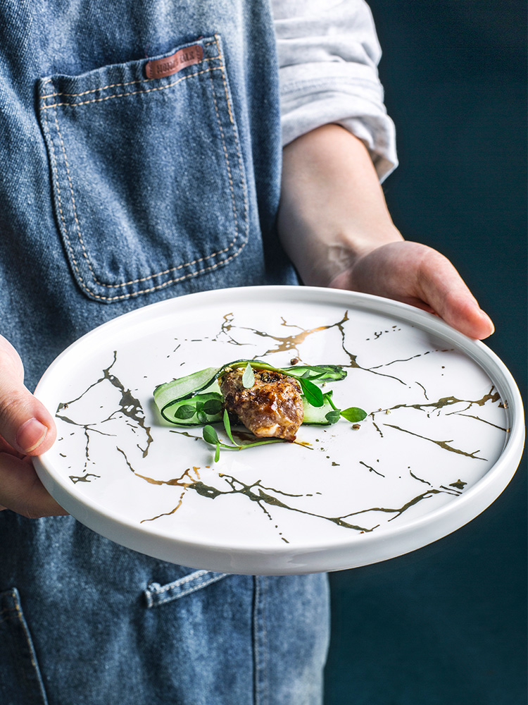 Ins up phnom penh dish marble Nordic contracted household ceramics steak plate of western disc plates food dish