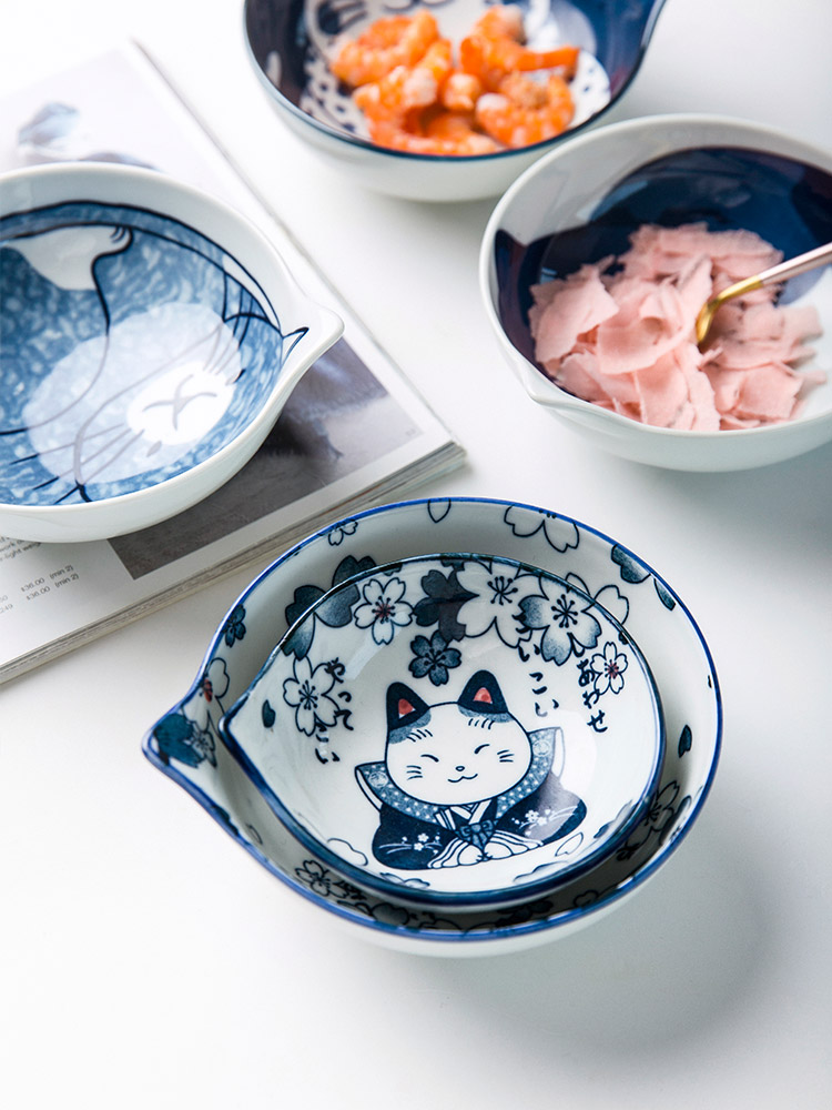 Creative dishes suit, lovely children cartoon cat bowl bowl ceramic sauce dish seasoning sauce dish dishes