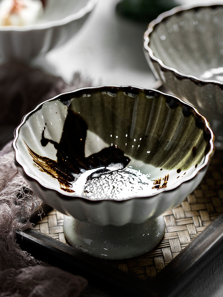 Creative ceramic bowl of European palace Chinese style restoring ancient ways is tall bowl dessert plate pastry dishes tea table decoration furnishing articles
