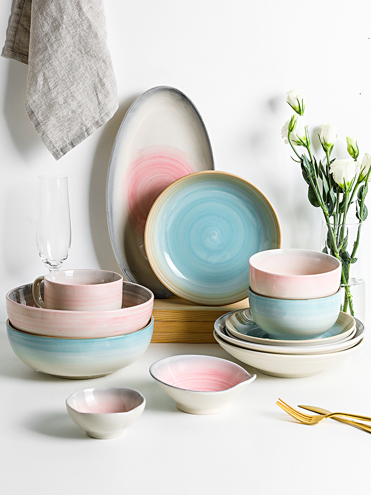 Boss on green screw under glaze color porcelain tableware Japanese 0 jobs the thread home dishes rainbow such use large soup bowl