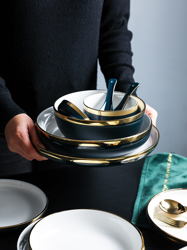 The Month star blue European - style up phnom penh spreading household tableware ceramic dishes restoring ancient ways rice bowls bowl western food steak dishes