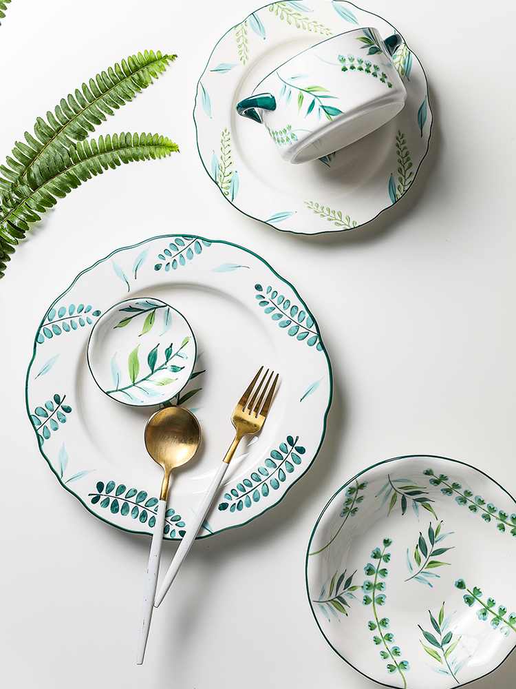 Boss on green tableware leaves the Nordic creative household ceramics ears 0 breakfast tray was the bowl of soup bowl