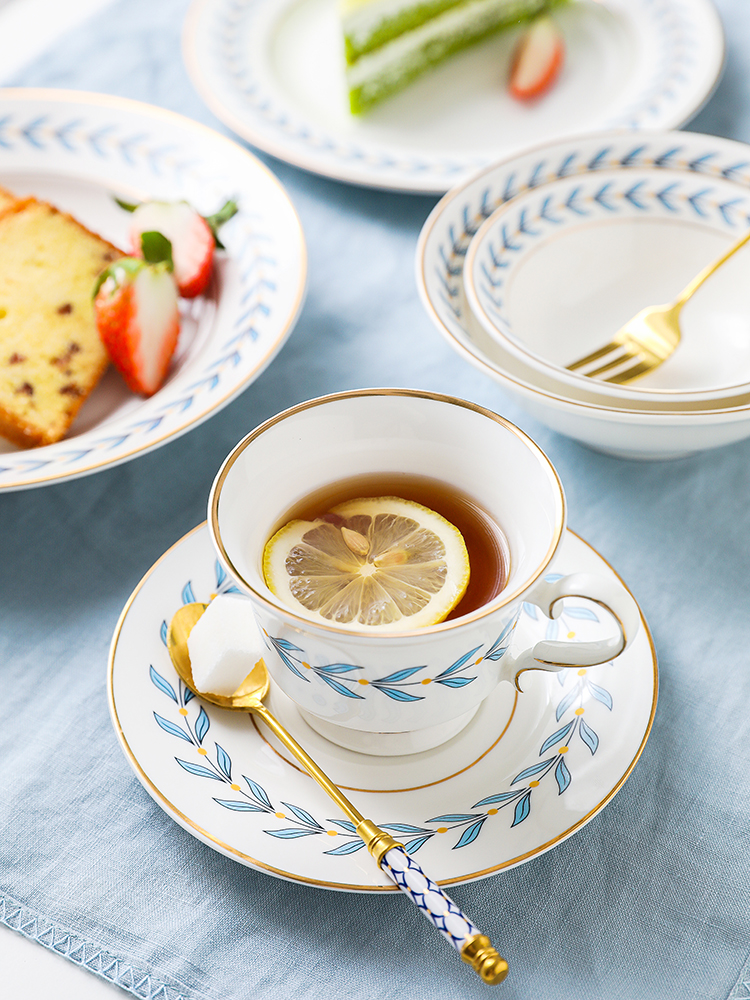 The Boss in the qing zhi ou Jin Bianshu leaf veins dishes light key-2 luxury ceramic cup dish of rice bowls plates afternoon suits for