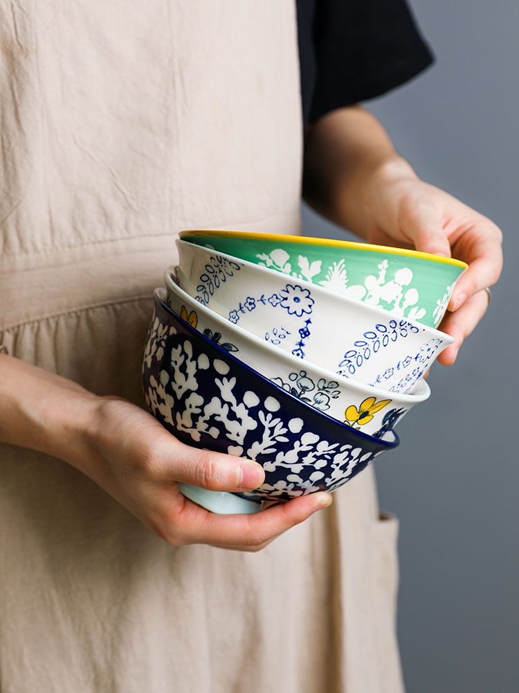 Boss on city huan Japanese hand - made under glaze color porcelain tableware household jobs soup bowl rainbow such as bowl of fruit salad bowl