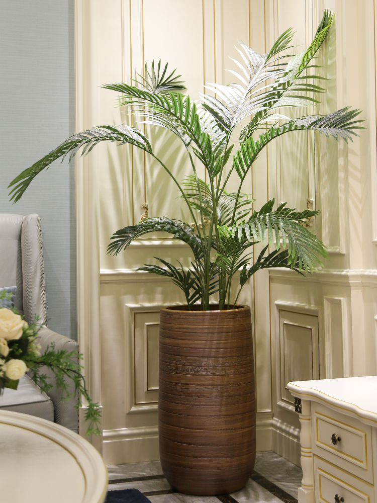 The Nordic I and contracted style hotel simulation large diameter brown ceramic flowerpot landing indoor living room green plant flower arrangement