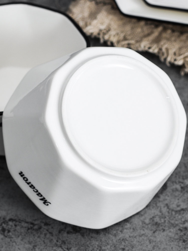 Creative household ceramic dishes suit diamond dishes tableware rice bowls square pad soup bowl hexagonal dishes