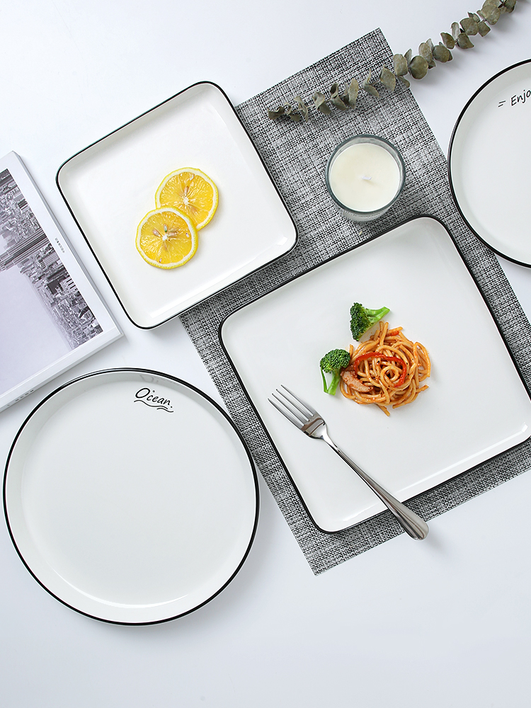 The Nordic steak knife and fork dish combination suit creative ceramic tableware household web celebrity food dish tray is western food dish