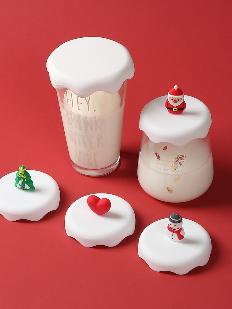 Christmas silicone lid general circular mark cup lid ceramic cups accessories, anti - dust glass cup
