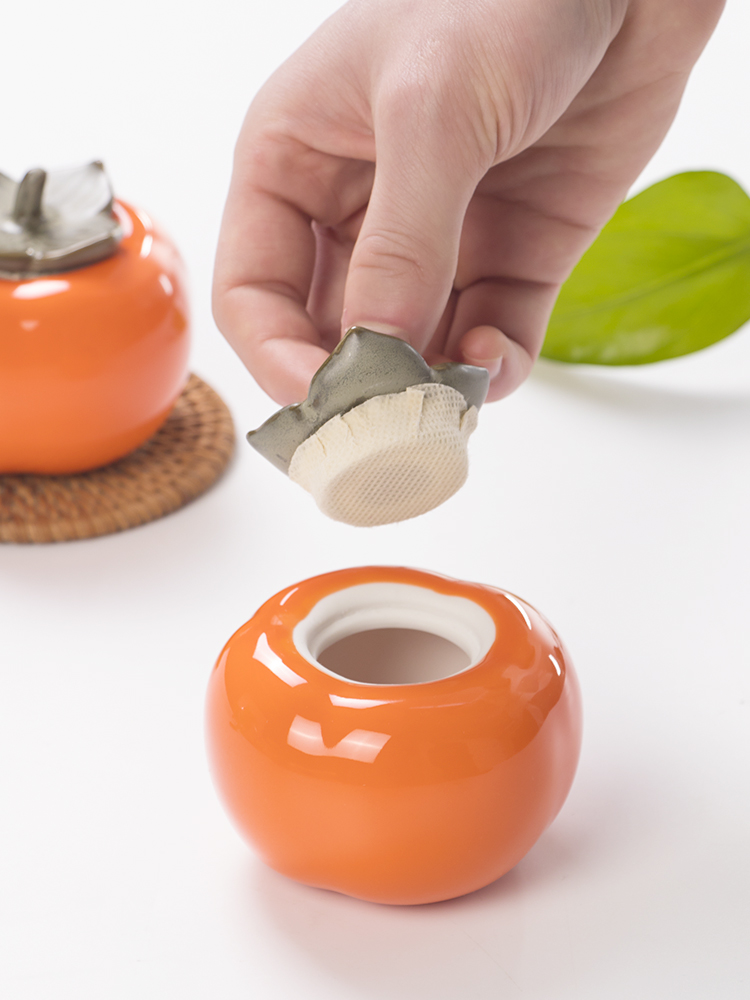 All the best ceramic persimmon portable mini small travel puer tea caddy fixings seal pot creative POTS