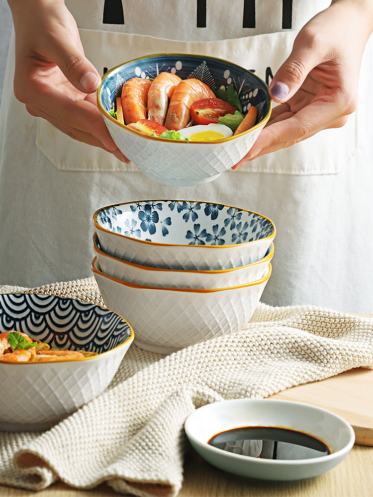 Ceramic bowl individual household small bowl pull rainbow such as bowl soup bowl eat a bowl of creative move Japanese - style tableware suit ins of the wind