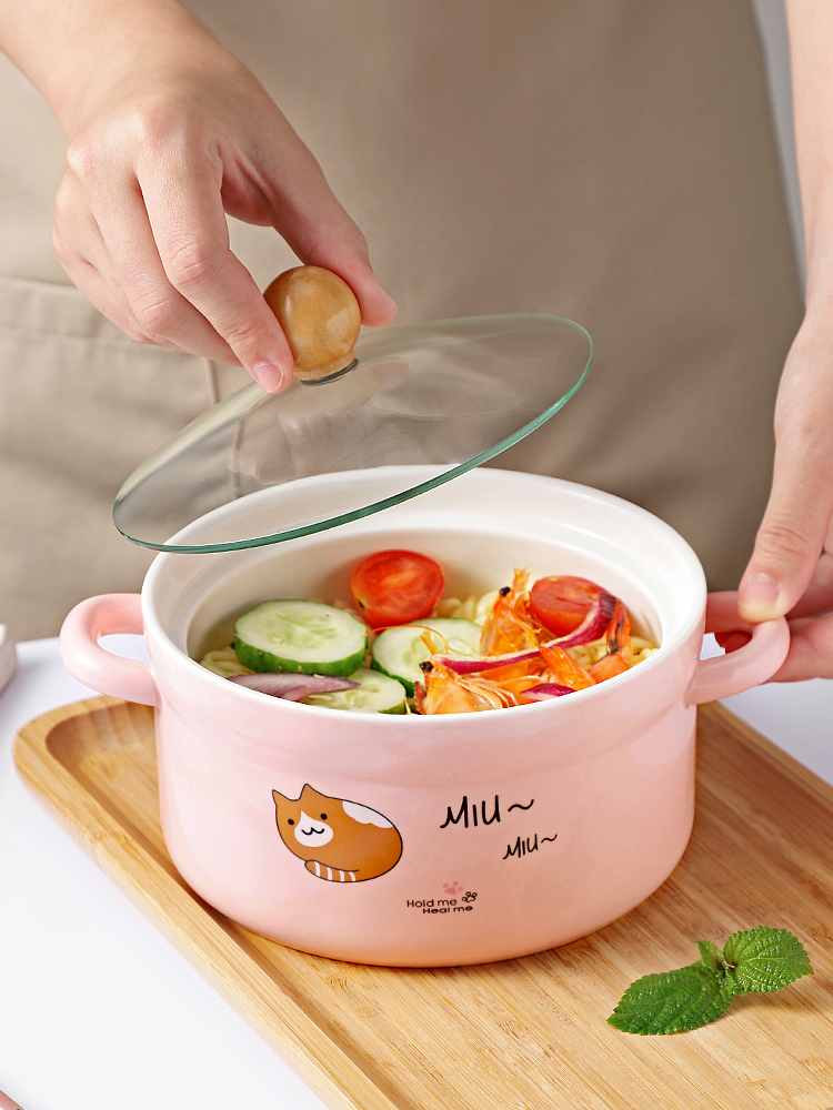 Rainbow such use tableware ceramic bowl mercifully Rainbow such as bowl with cover with handle a single dessert salad bowls of domestic large soup bowl bowl
