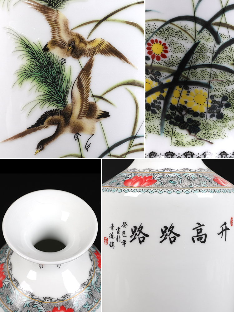 Ceramic vase three - piece furnishing articles sitting room of Chinese style household office flower arranging, jingdezhen decorations arts and crafts