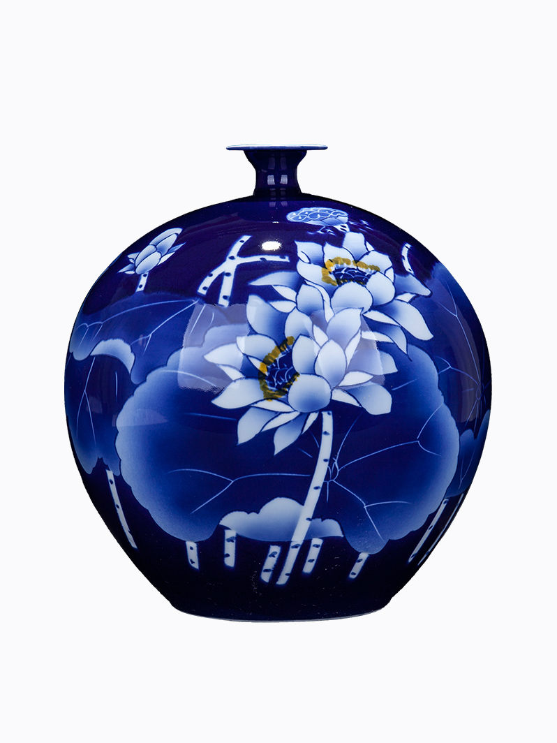 Jingdezhen ceramic new Chinese blue and white porcelain lotus place to live in the sitting room porch decoration porcelain vase decoration