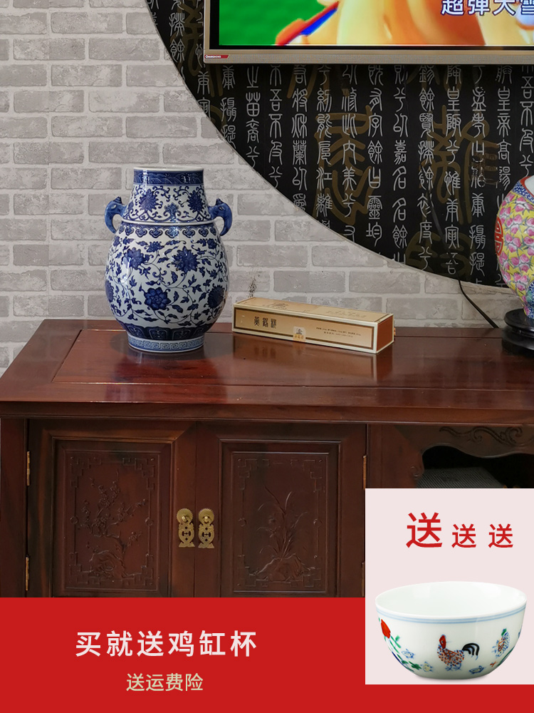 New Chinese style hand - made of blue and white porcelain of jingdezhen ceramics zen decorations furnishing articles sitting room porch porcelain vase