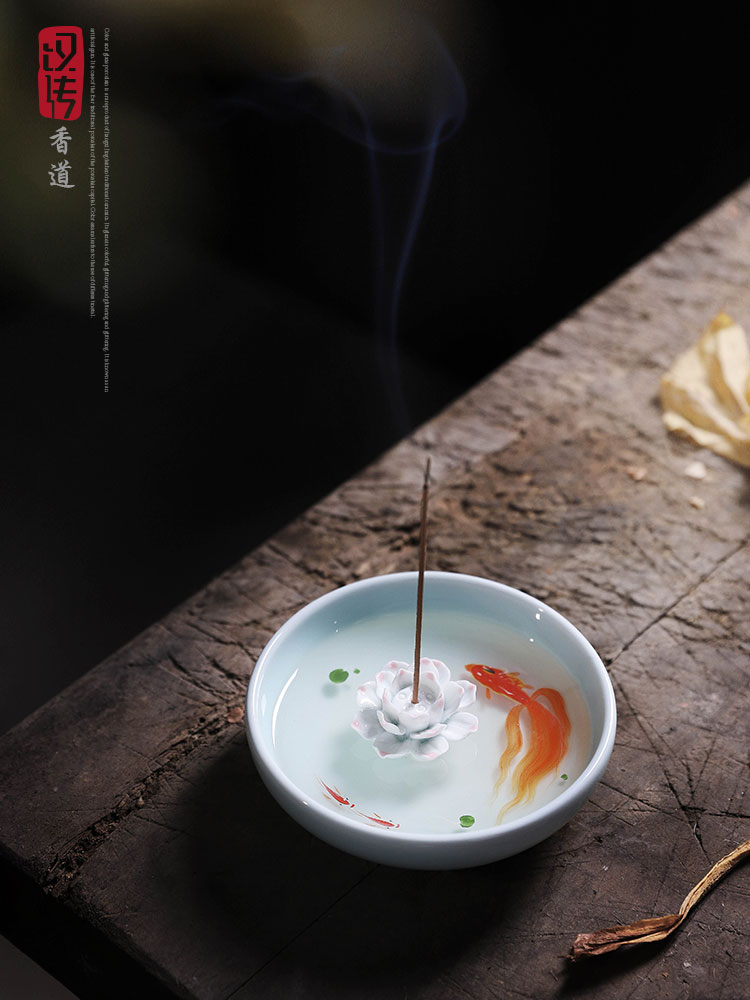 Resin three - dimensional put incense for household brocade carp lotus tea pastille inserted sandalwood a zen - like incense, creative decoration