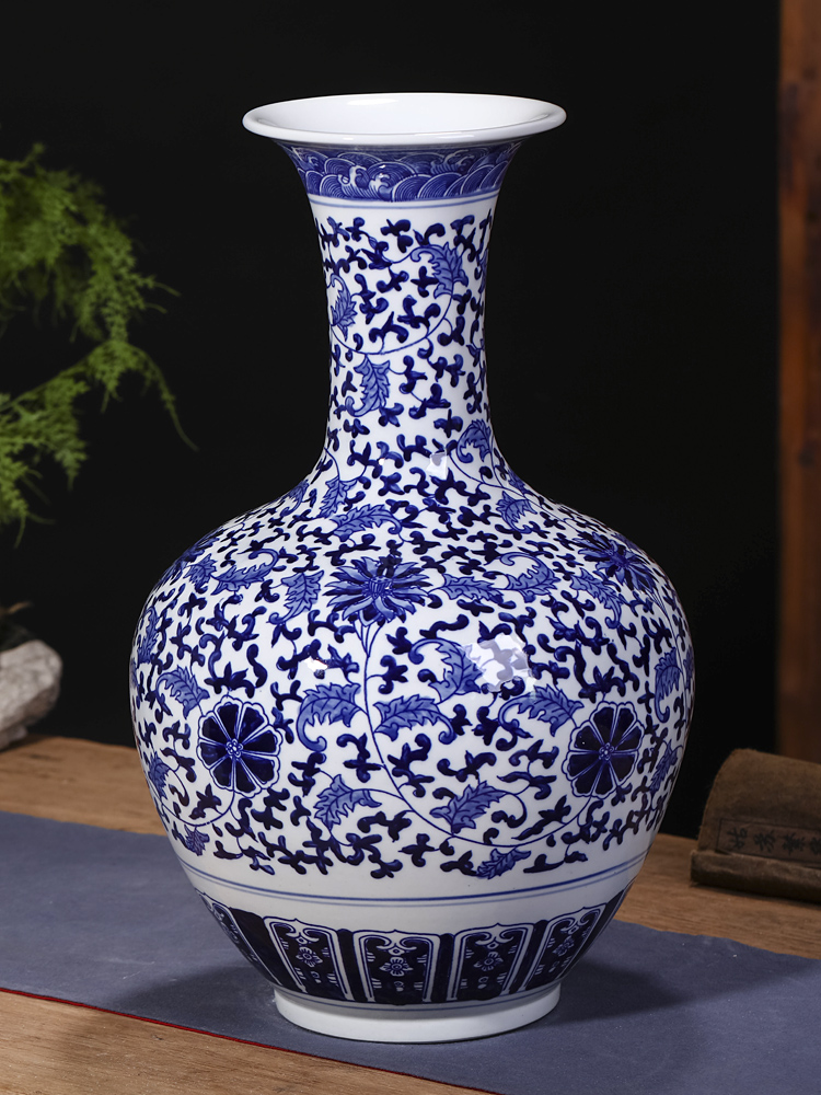 Jingdezhen ceramic vase sitting room place large antique blue and white porcelain of new Chinese style household adornment TV ark