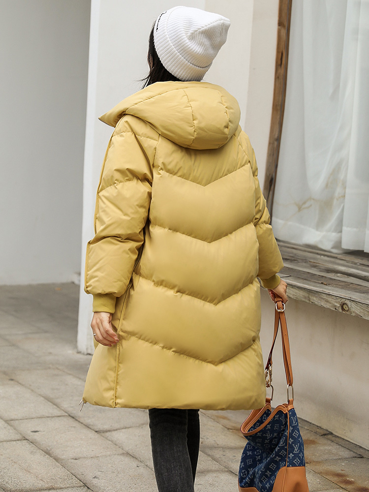高梵 女中长加厚连帽羽绒服 图2