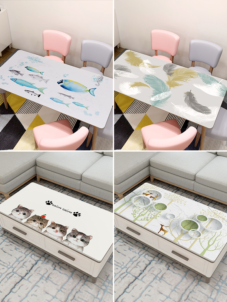màu 3D in khăn trải bàn nhựa mềm dùng một lần nước và pvc dầu kính pad chống bỏng bàn cà phê mat