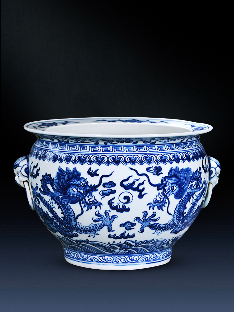 Hand - made cornucopia of blue and white porcelain of jingdezhen ceramics feng shui plutus furnishing articles sitting room of the new Chinese style household ornaments