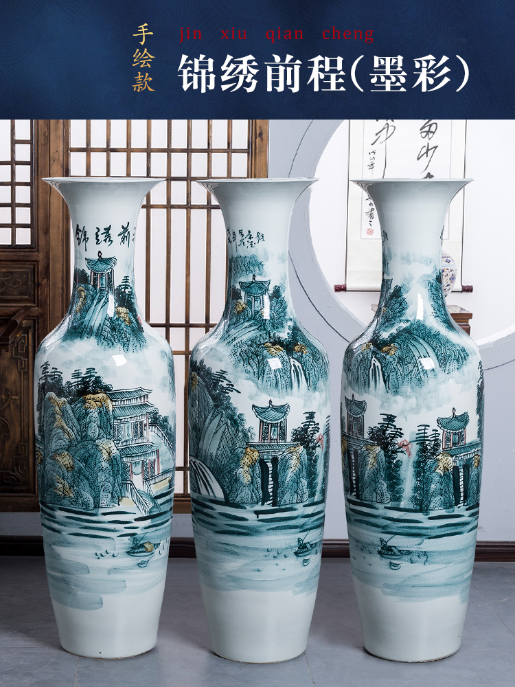 Jingdezhen ceramics hand - made bright future of large blue and white porcelain vase hotel decoration furnishing articles large living room
