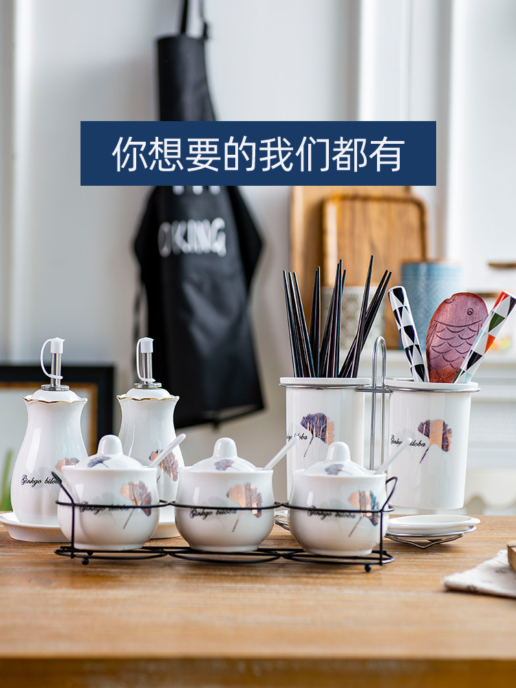 Europe type high temperature ceramic oil pot sauce vinegar bottle oil bottle suit vinegar sauce pot of household kitchen to large capacity tank pot