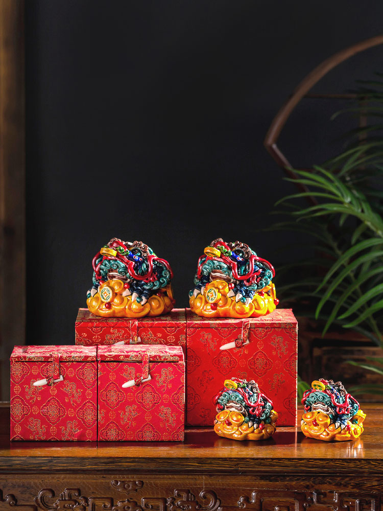 Furnishing articles golden toad big colorful small jingdezhen ceramic home sitting room porch tea pet opening gifts