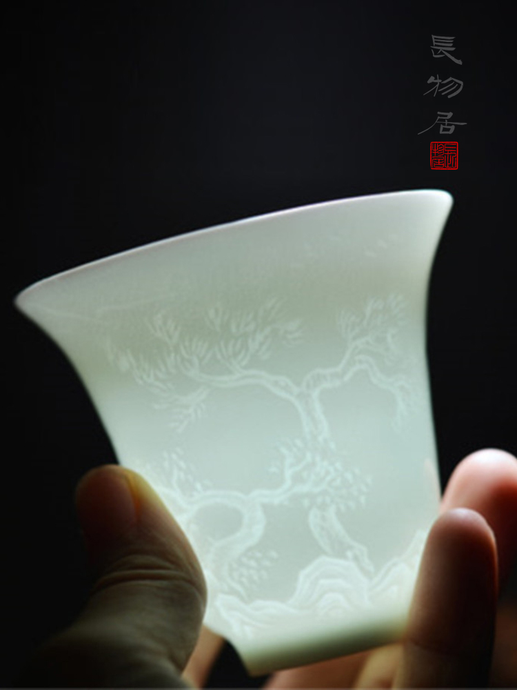 Offered home - cooked manual shadow blue glaze in kung fu tea master of jingdezhen ceramic cup cup sample tea cup single small tea cup
