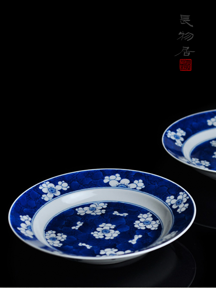 Offered home - cooked in hand - made of ice MeiWen enjoy dish plate plate plate of blue and white porcelain of jingdezhen ceramics tableware by hand