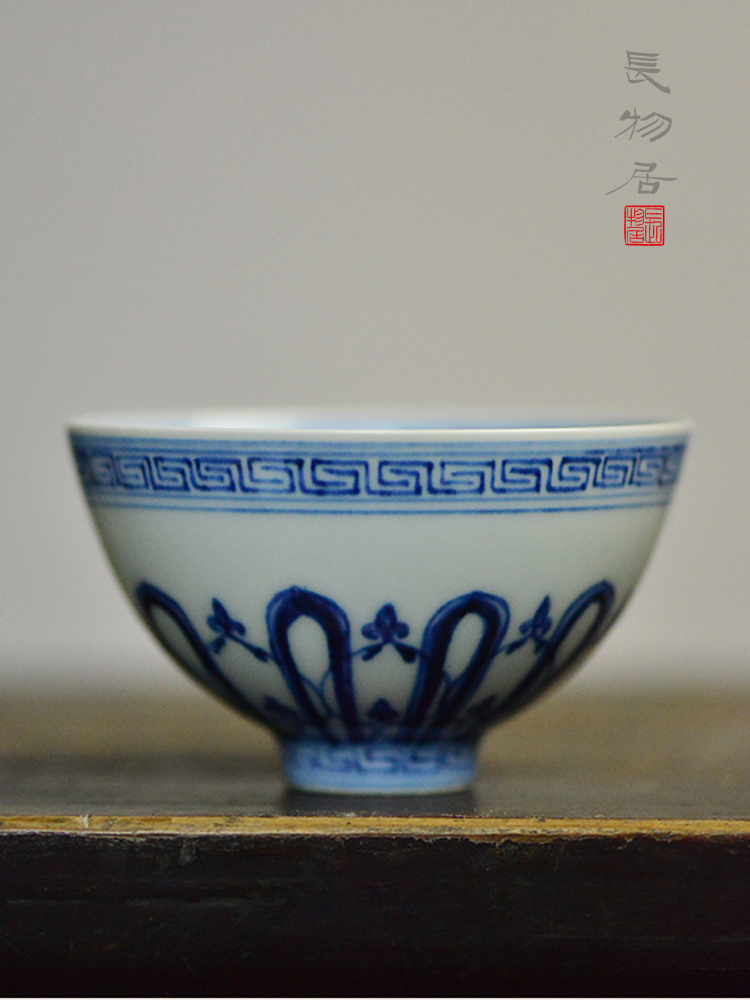 Blue and white by petals offered home - cooked at flavour hand - drawn lines heart bowl of jingdezhen ceramic tea cup bowl by hand