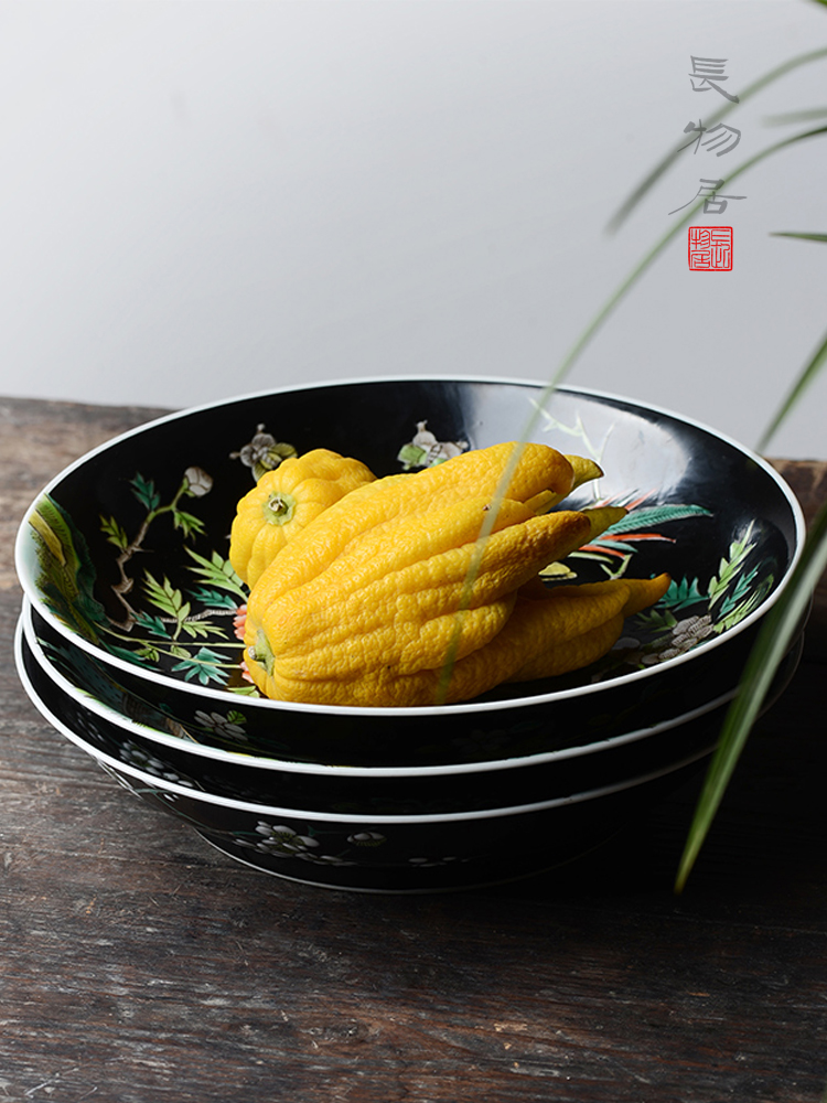 Offered home - cooked ju long up controller ink plain tricolour compote dish jingdezhen archaize ceramic plates by hand